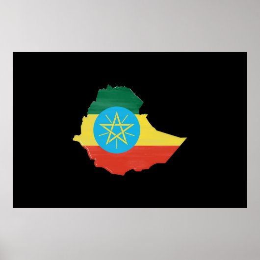 Ethiopia flag and map poster (Voorkant)