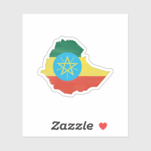 Ethiopia flag and map sticker