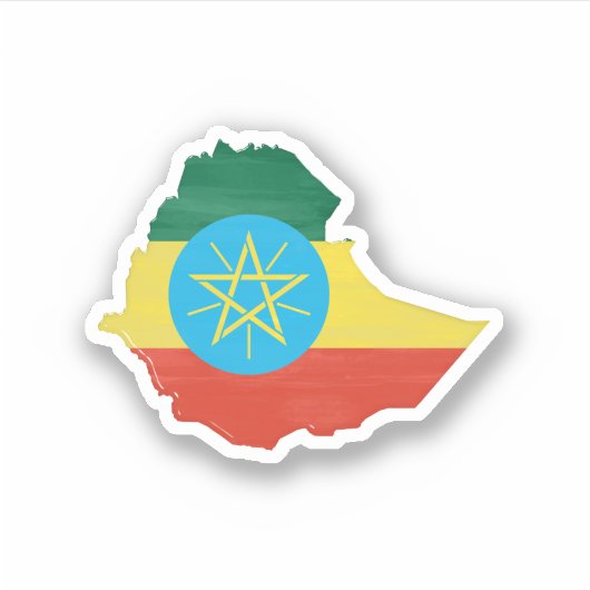 Ethiopia flag and map sticker (Voorkant)