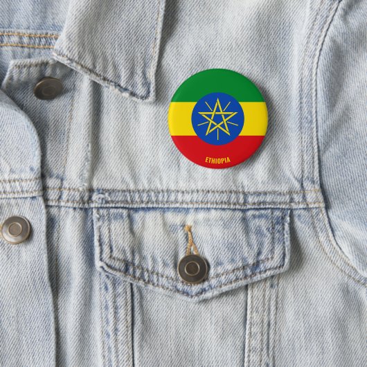 Ethiopia Flag Charming Patriotic Ronde Button 5,7 Cm (In situ)