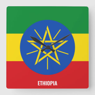 Ethiopia Flag Dazzling Patriotic Vierkante Klok