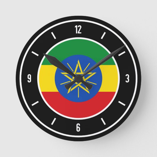 Ethiopia Flag Elegant Ronde Klok (Voorkant)