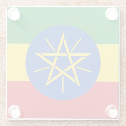 Ethiopia Flag Glazen Onderzetter (Achterkant)