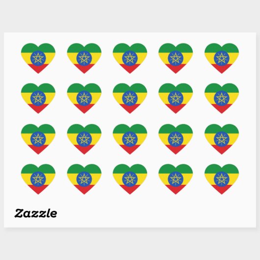 Ethiopia Flag Heart Sticker (Vel)