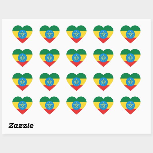 Ethiopia Flag Heart Sticker (Vel)