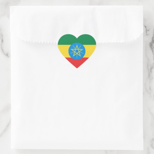 Ethiopia Flag Heart Sticker (Tas)