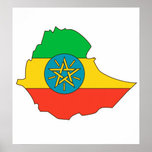 Ethiopia Flag Map - volledige grootte Poster