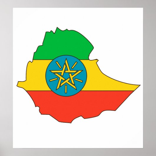 Ethiopia Flag Map - volledige grootte Poster (Voorkant)
