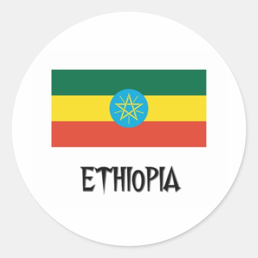 Ethiopia Flag Ronde Sticker (Voorkant)