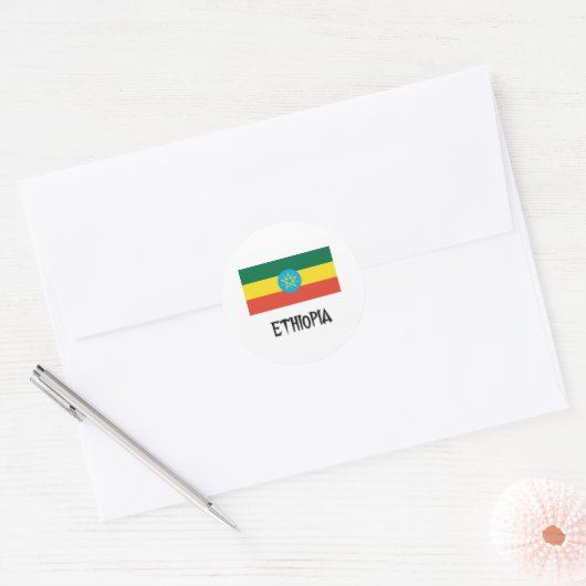 Ethiopia Flag Ronde Sticker (Envelop)