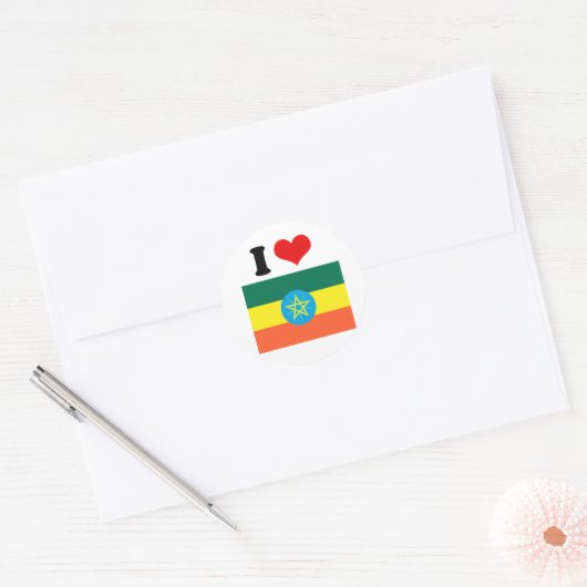 Ethiopia Flag Ronde Sticker (Envelop)