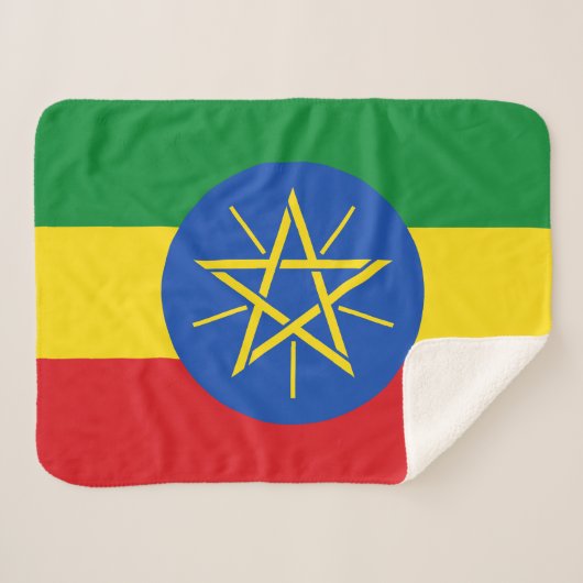 Ethiopia Flag Sherpa Deken (Voorkant (horizontaal))
