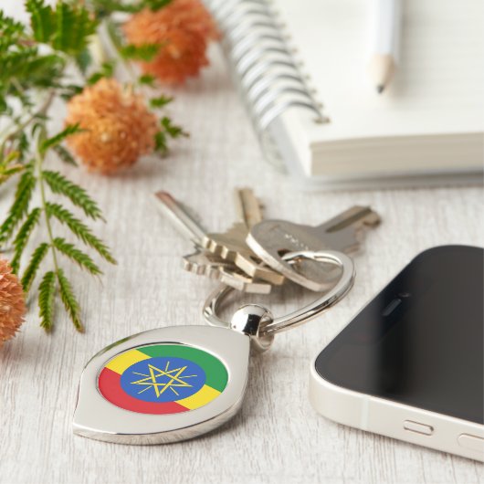 Ethiopia Flag Sleutelhanger (Zijkant)