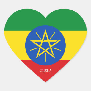Ethiopia Flag Splendid Patriotic Hart Sticker