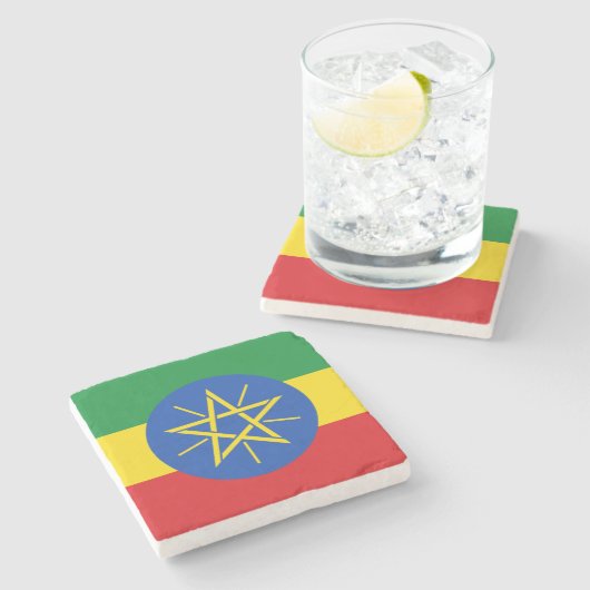 Ethiopia Flag Stenen Onderzetter (Zijkant)