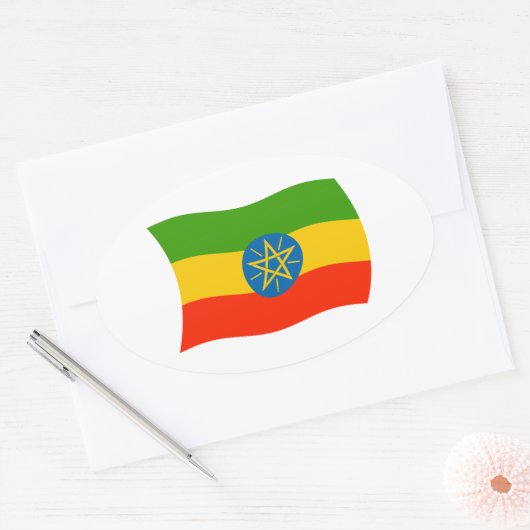 Ethiopia Flag Sticker (Envelop)