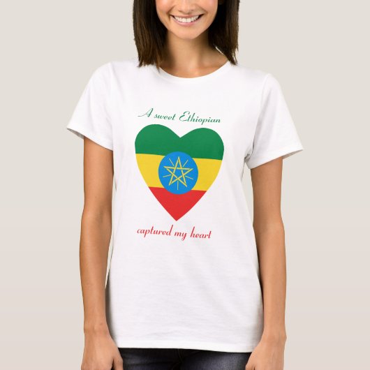 Ethiopia Flag SweeLieverd T-Shirt (Voorkant)