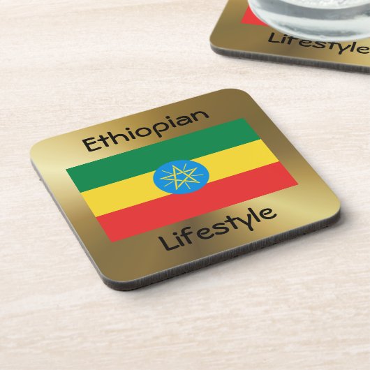 Ethiopia Flag+Text Onderzetter (Linkerzijde)