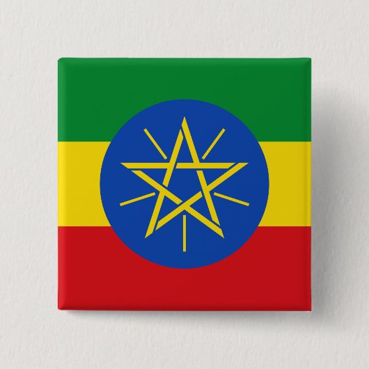 Ethiopia Flag Vierkante Button 5,1 Cm (Voorkant)