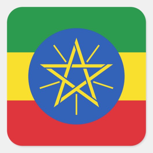 Ethiopia Flag Vierkante Sticker (Voorkant)