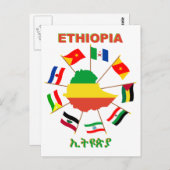 Ethiopia Flags Pinrad met vlag Briefkaart (Voorkant / Achterkant)