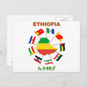 Ethiopia Flags Pinrad met vlag Briefkaart (Voorkant / Achterkant)