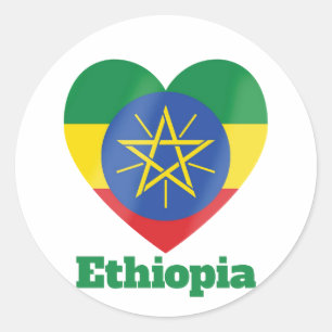 Ethiopia Heart Flag Ronde Sticker