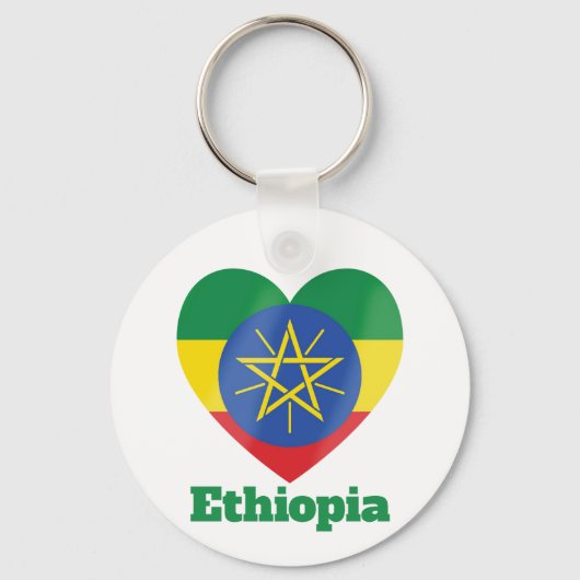 Ethiopia Heart Flag Sleutelhanger (Voorkant)