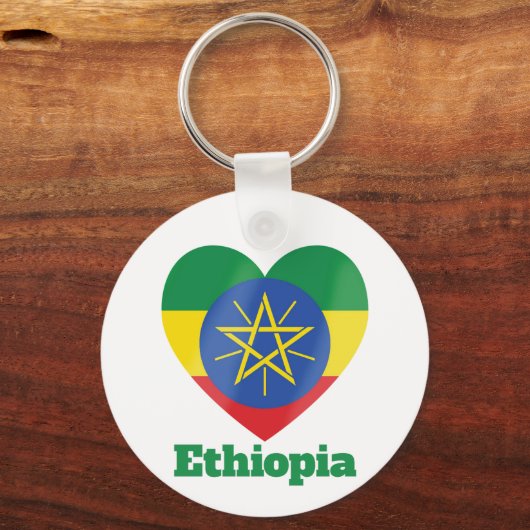 Ethiopia Heart Flag Sleutelhanger (Voorkant)