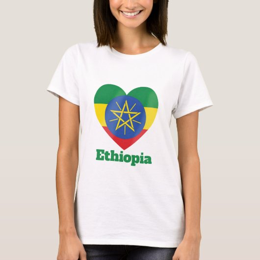 Ethiopia Heart Flag T-shirt (Voorkant)