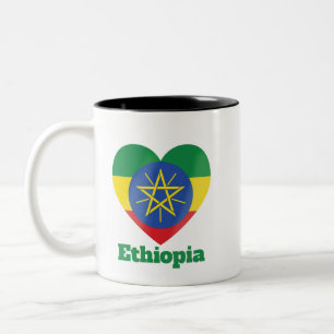 Ethiopia Heart Flag Tweekleurige Koffiemok
