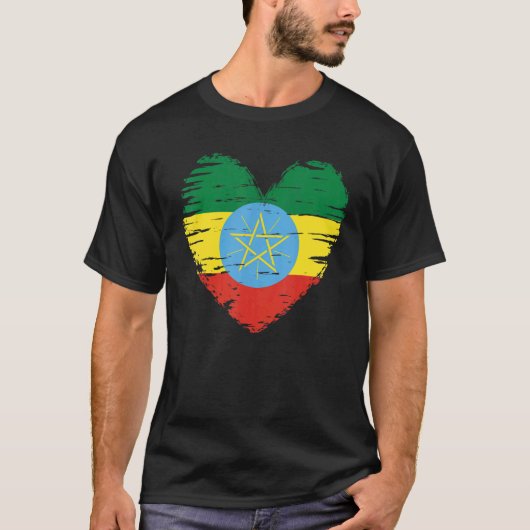 Ethiopia Heart Outfit Ethiopië Heart Flag I love E T-shirt (Voorkant)