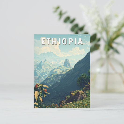 Ethiopia Illustration Travel Art Vintage Briefkaart (Staand voorkant)