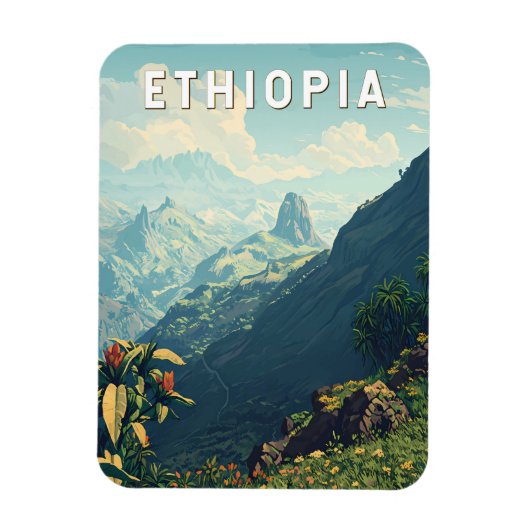 Ethiopia Illustration Travel Art Vintage Magneet (Verticaal)