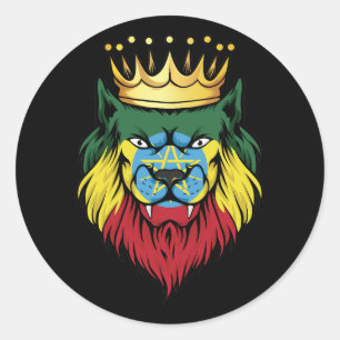 Ethiopia Lion King Flag Ronde Sticker