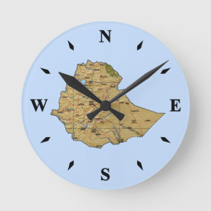Ethiopia Map Clock Ronde Klok