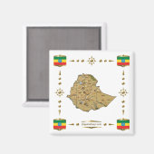 Ethiopia Map + Flags Magnet (Voorkant / Achterkant)