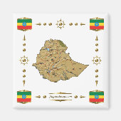 Ethiopia Map + Flags Magnet (Voorkant)