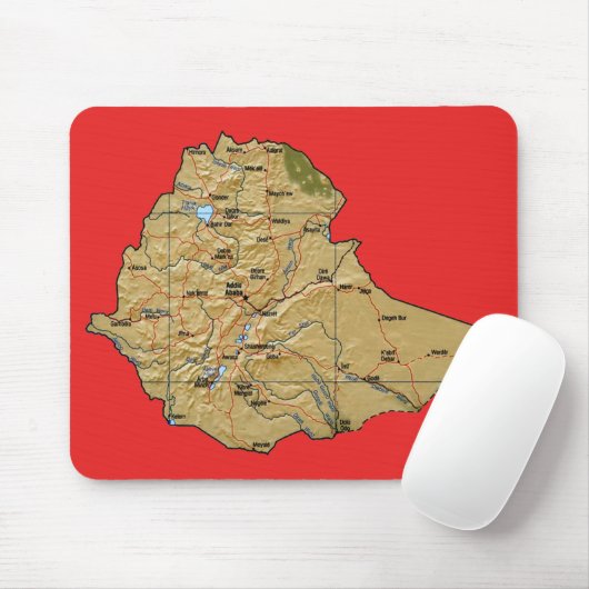 Ethiopia Map Mousepad Muismat (Met muis)