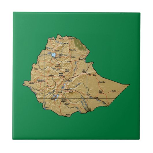 Ethiopia Map Tile Tegeltje (Voorkant)