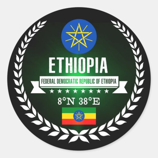 Ethiopia Ronde Sticker (Voorkant)
