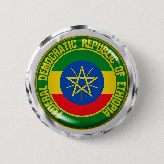 Ethiopia Round Emblem Ronde Button 5,7 Cm (Voorkant)