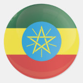 Ethiopia Round Icon Flag Ronde Sticker (Voorkant)