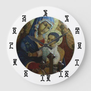 Ethiopian Black Madonna Time - Round (Large) Clock Grote Klok