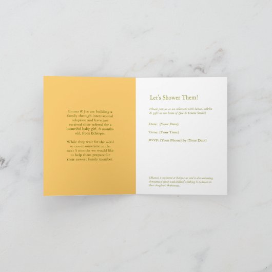 Ethiopian Cross Adoptie Douche Uitnodiging (Binnen)
