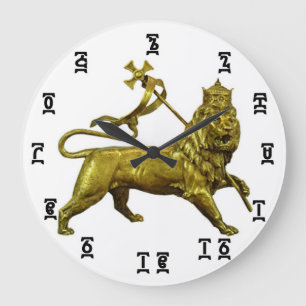 Ethiopian Gold Lion Time - Round (Large) Clock Grote Klok