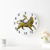 Ethiopian Gold Lion Time - Round (Large) Clock Grote Klok (Huis)