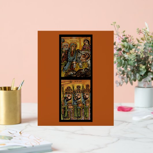 Ethiopian Nativity Icon Acryl Bord (Huwelijk)