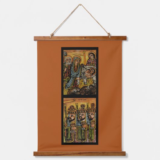 Ethiopian Nativity Icon Hangend Wandkleed (Voorkant)