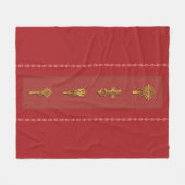 Ethiopian Orthodox Crosses – Gold on Red Fleece Deken (Voorkant (Horizontaal))